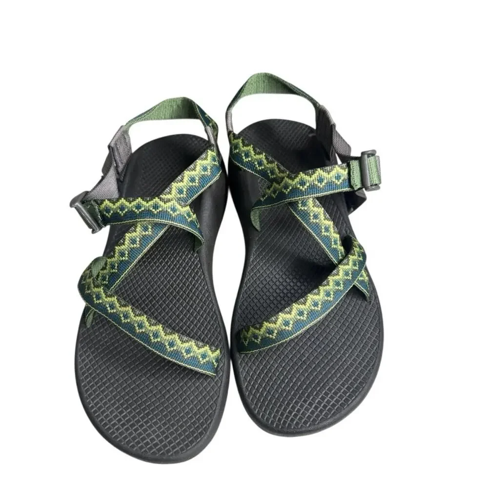 Chaco Z Cloud Sandals Green Brown Aztec Strappy Hiking Outdoor Recovery Women 11